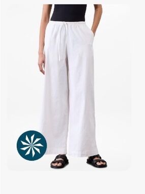 Athleta paradise midrise White Wide-Leg Pants, L petite